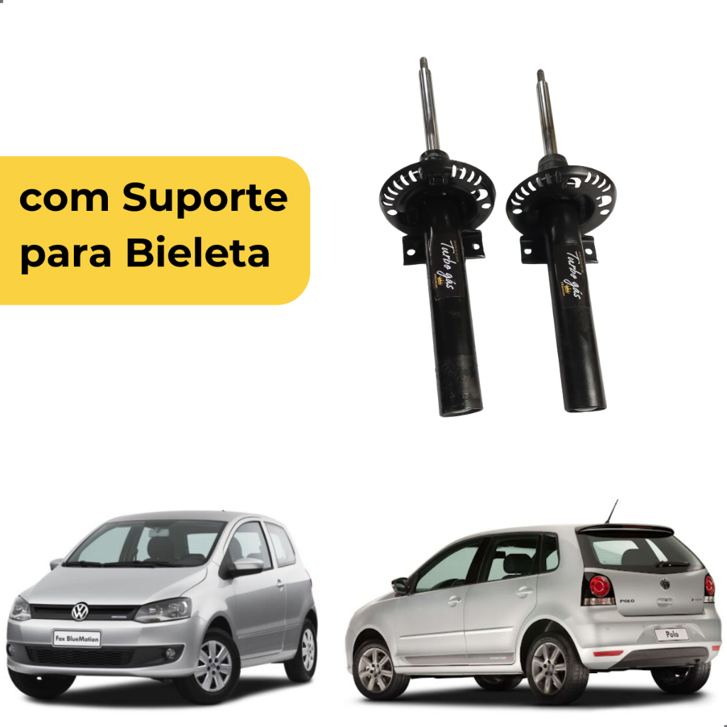 Par Amortecedor Dianteiro Volkswagen Fox Polo SpaceFox 2003 a 2014 Com suporte para Bieleta