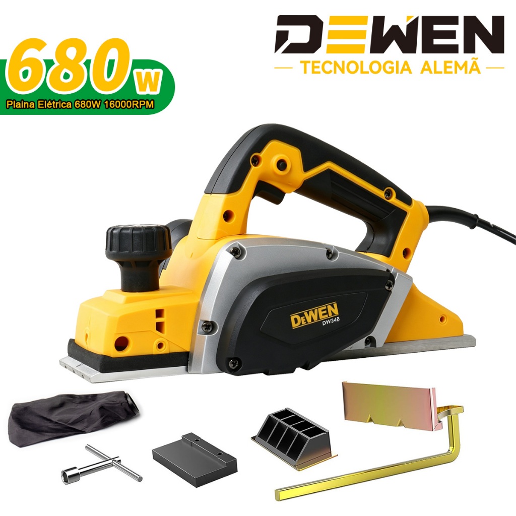 Professional Electric Planer 680W 16000RPM 82mm Double Blade Portable Compact Leveling Finishing Tool for Wood Work