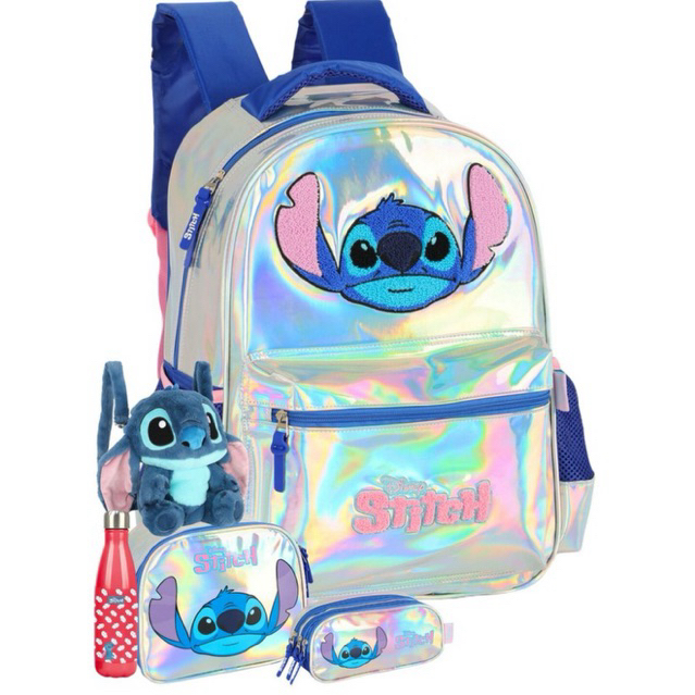 Kit Lilo Stitch Mochila Rodas Lancheira Estojo Garrafa P