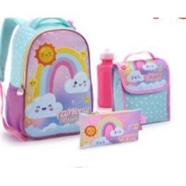 Kit Mochila Escolar Costa Garrafa Nuvem Lancheira + Estojo