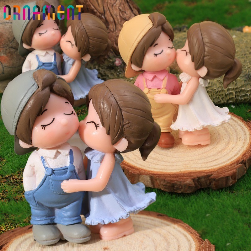 Estatuetas De Casal De Mini Amantes-Presente De Dia Dos Namorados-Enfeites De Estátua Desenhos Animados-Decoração De Mic