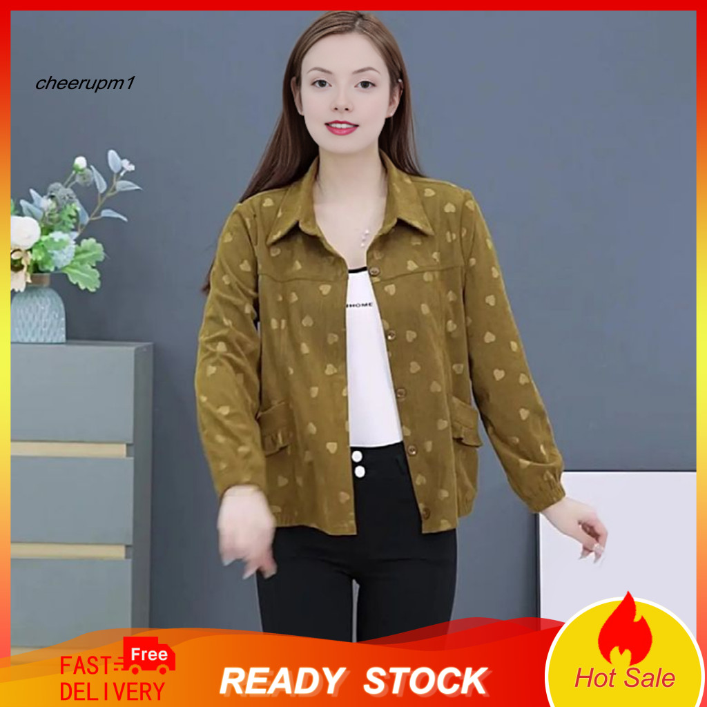 Women Corduroy Coat Women’s Oversized Shacket Jacket Button-down Lapel Long Sleeve Blouse Top Fall Outerwear for Styli