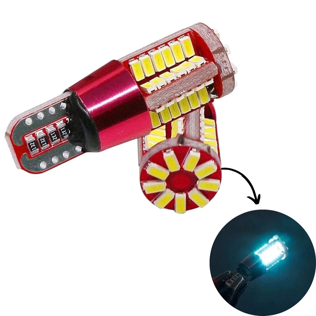 Par Lâmpada Led Lanterna Pingão 57 Leds Com Cambus T10 Super Branca com Qualidade Superior e Longa Vida Útil