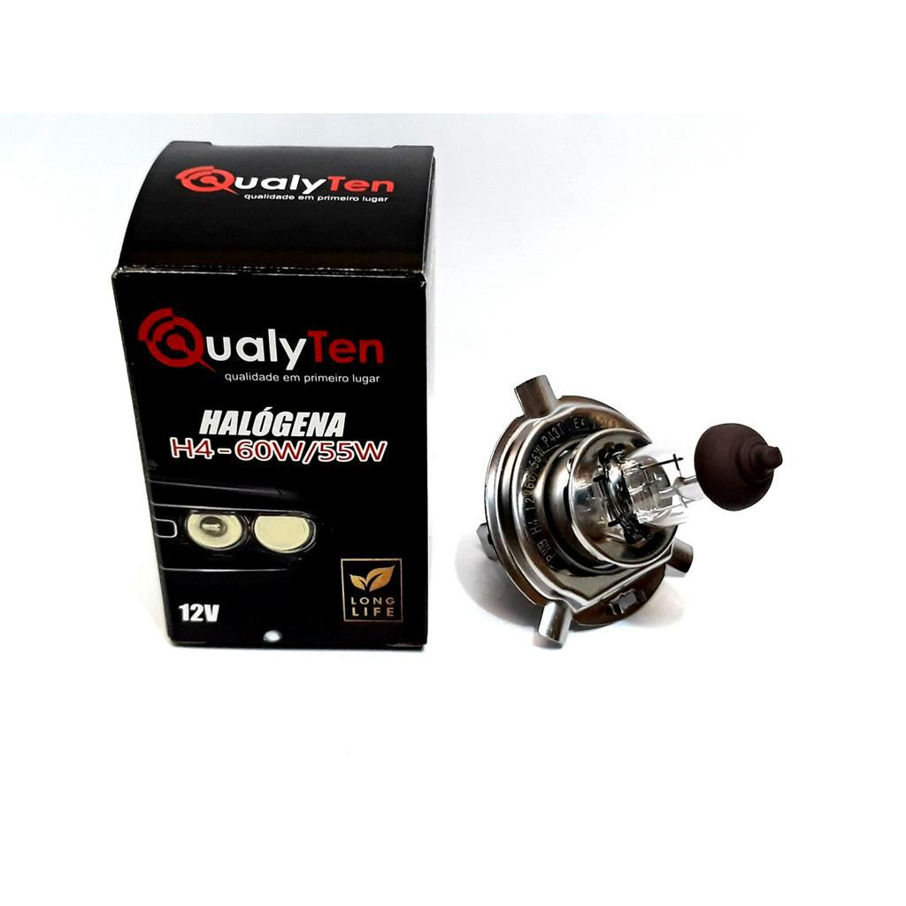 LÂMPADA H4 HALOGENA 12 VOLTS 55WATS P43T - 12V X 55W - 3000K LONGA VIDA ÚTIL ALTA RESISTÊNCIA