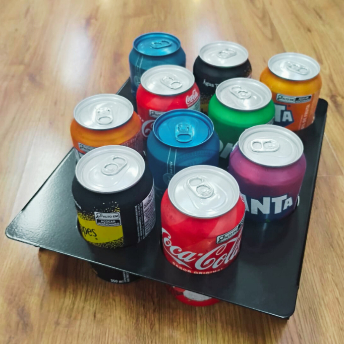 Porta Latas 350ML Refrigerante Sucos Cerveja Colors Preto em Aço