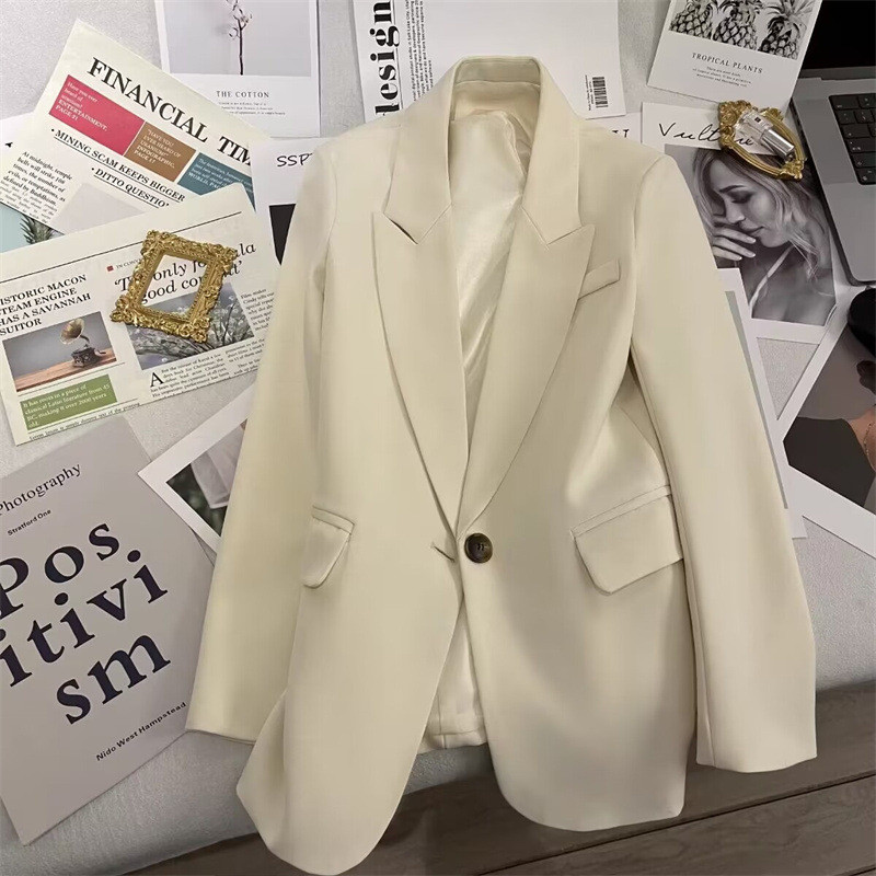 Mulheres profissionais primavera outono novo estilo temperamento branco na moda Casual terno topo