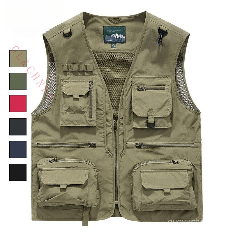 Colete masculino para pesca e fotografia ao ar livre, adequado para primavera e outono, disponível em tamanho pequeno.