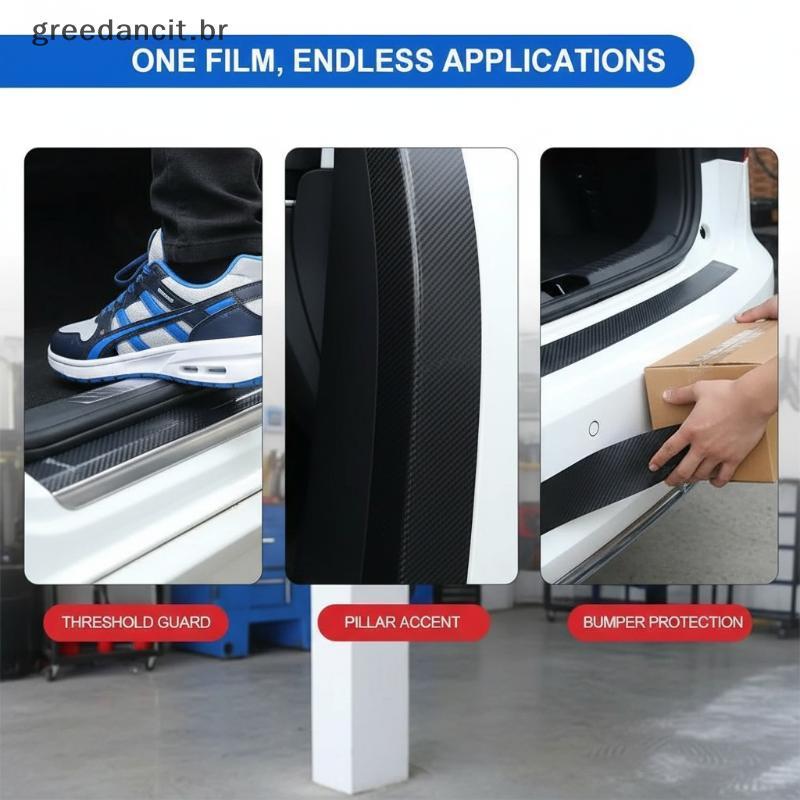 Protetor De Soleira De Porta De Carro , Material De Fibra De Carbono Anti-Arranhões , Filme À Prova D'água Para Interior