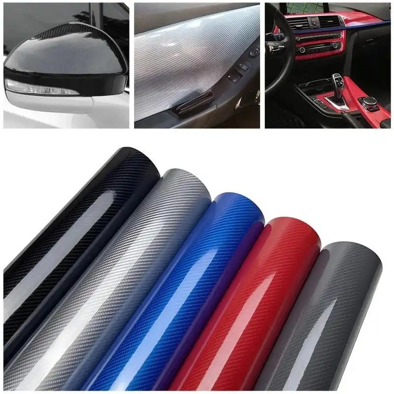 Filme Envoltório De Vinil De Fibra De Carbono De Alto Brilho 6D À Prova D'água Interior Exterior Carro Motocicleta