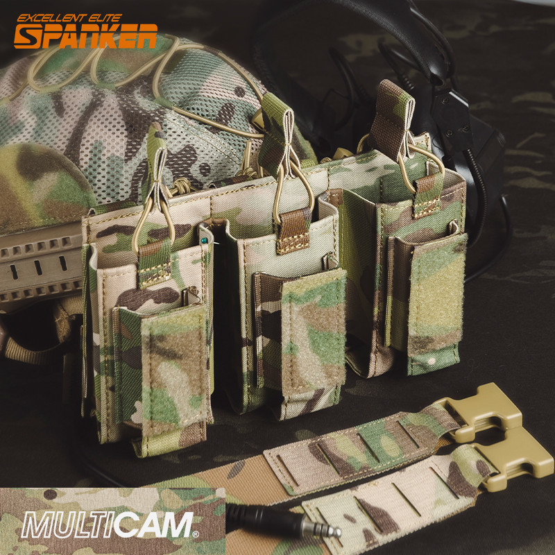 Excelente tático triplo criança-mãe revista jaqueta 5.56mm manga de tração rápida 9mm saco de revista molle saco auxilia