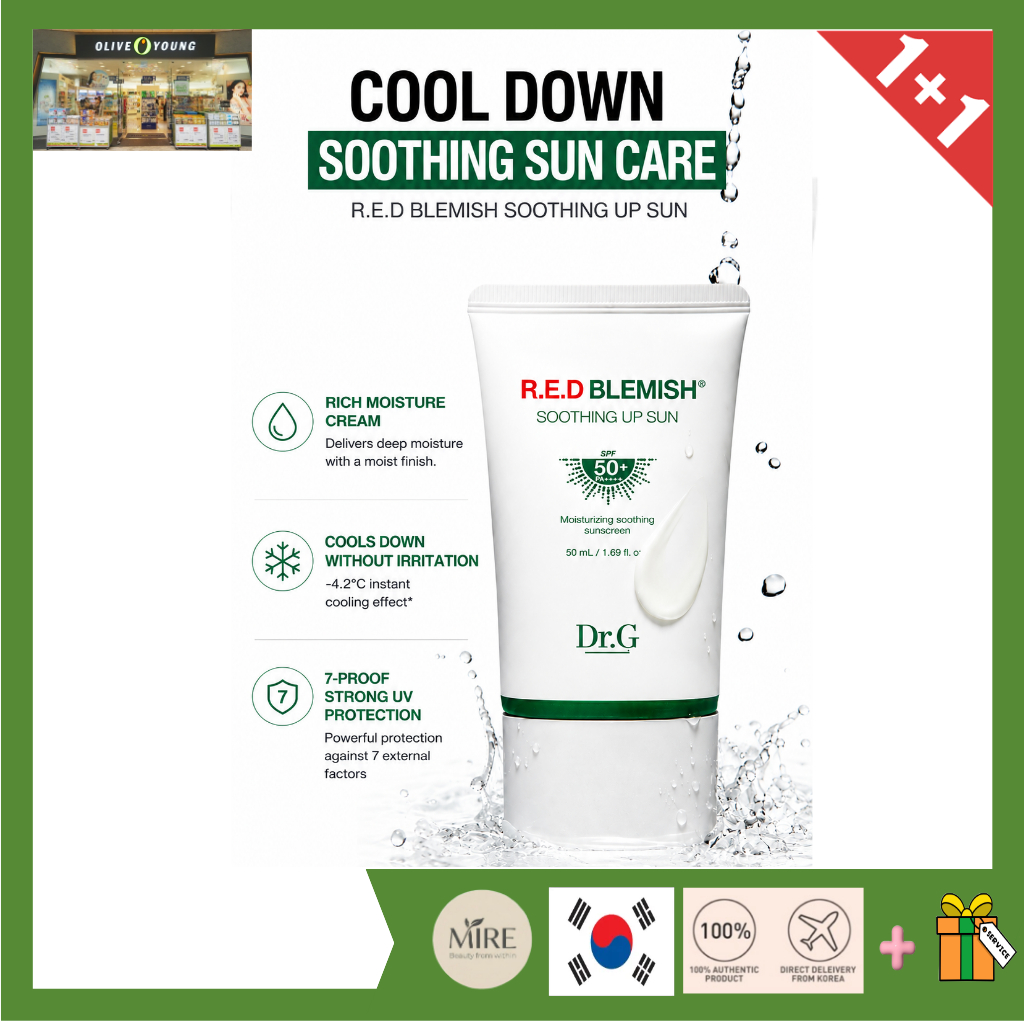 [Dr.G] [1 + 1 Conjunto] Creme Solar Calmante Red Blemish Fps50 + PA + 35ml/Duo Protetor K-Beauty