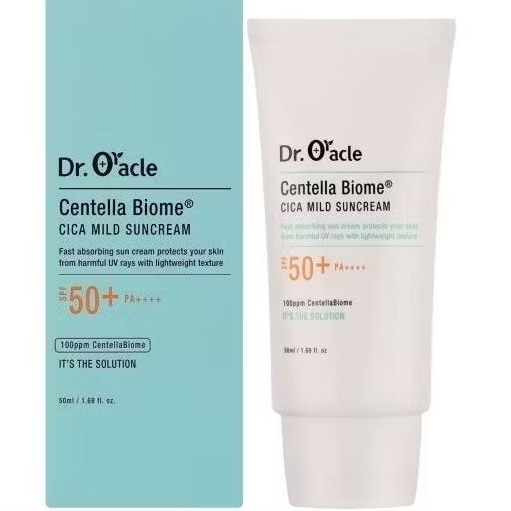 Protetor Solar Coreano Calmante-Dr. Oracle Centella Biome Cica Mild Suncream SPF 50+ PA++++ 50ml