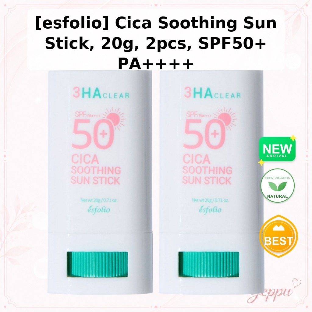 [esfolio] Bastão Solar Calmante Cica , 20g , 2 Unidades , Fps50 + PA +/Coreano/Proteção Fps50 Da YEPPU