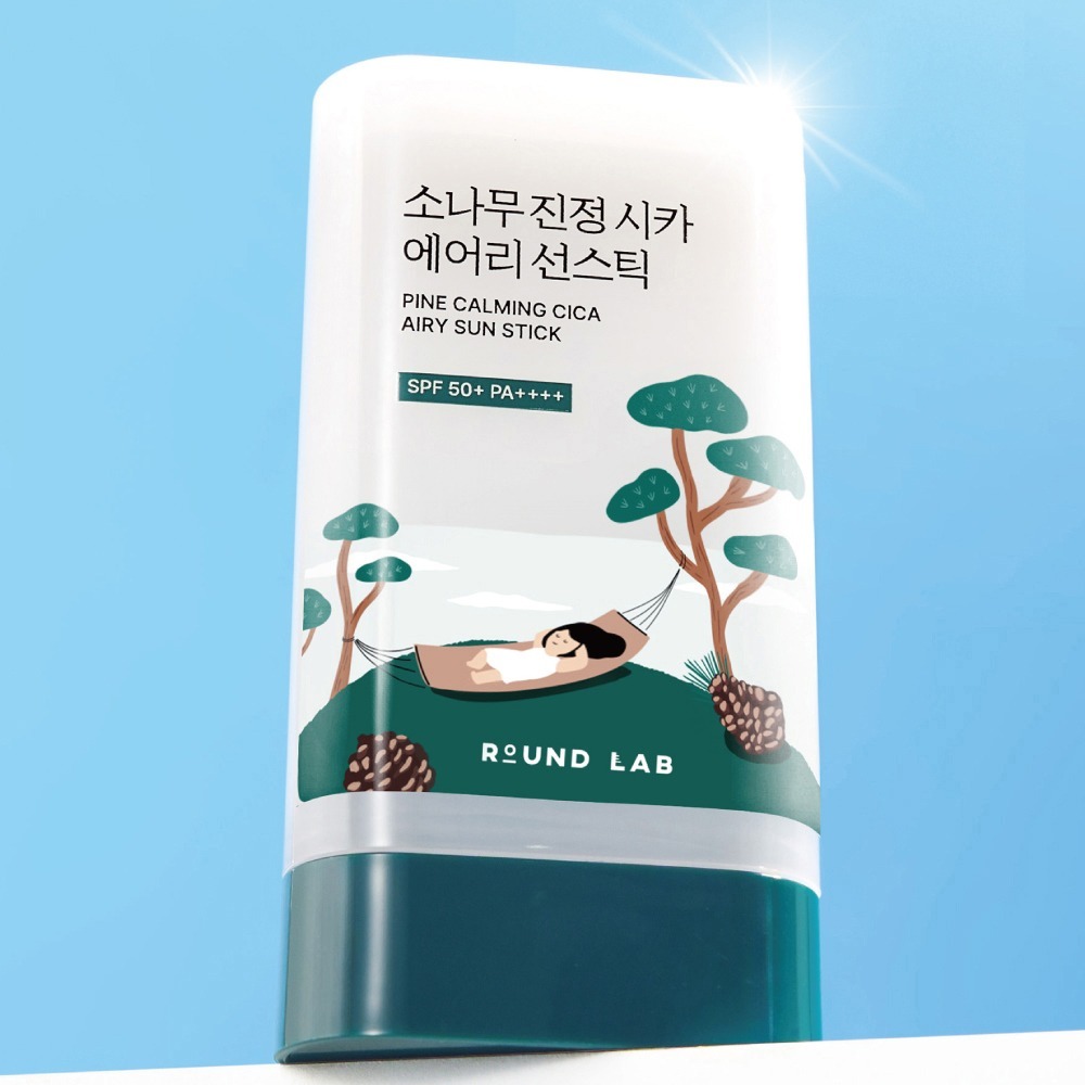 ROUND LAB Pine Calmante Cica Airy Sun Stick Fps50 + PA + 19g | Protetor Solar Coreano K-Beauty