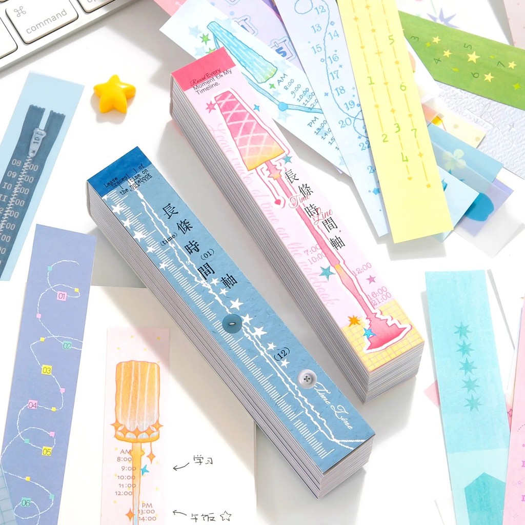 Diário GO 120 Peças Tira Longa Calendário Pegajoso Bloco De Notas Data Planejador Agenda Material Decorativo Papel Scrap