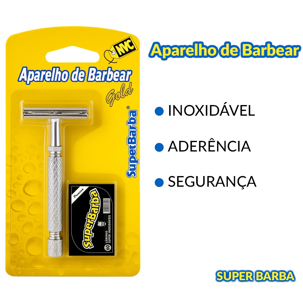 Aparelho De Barbear Super Barba Metal Gold Com 5 lâminas Premium