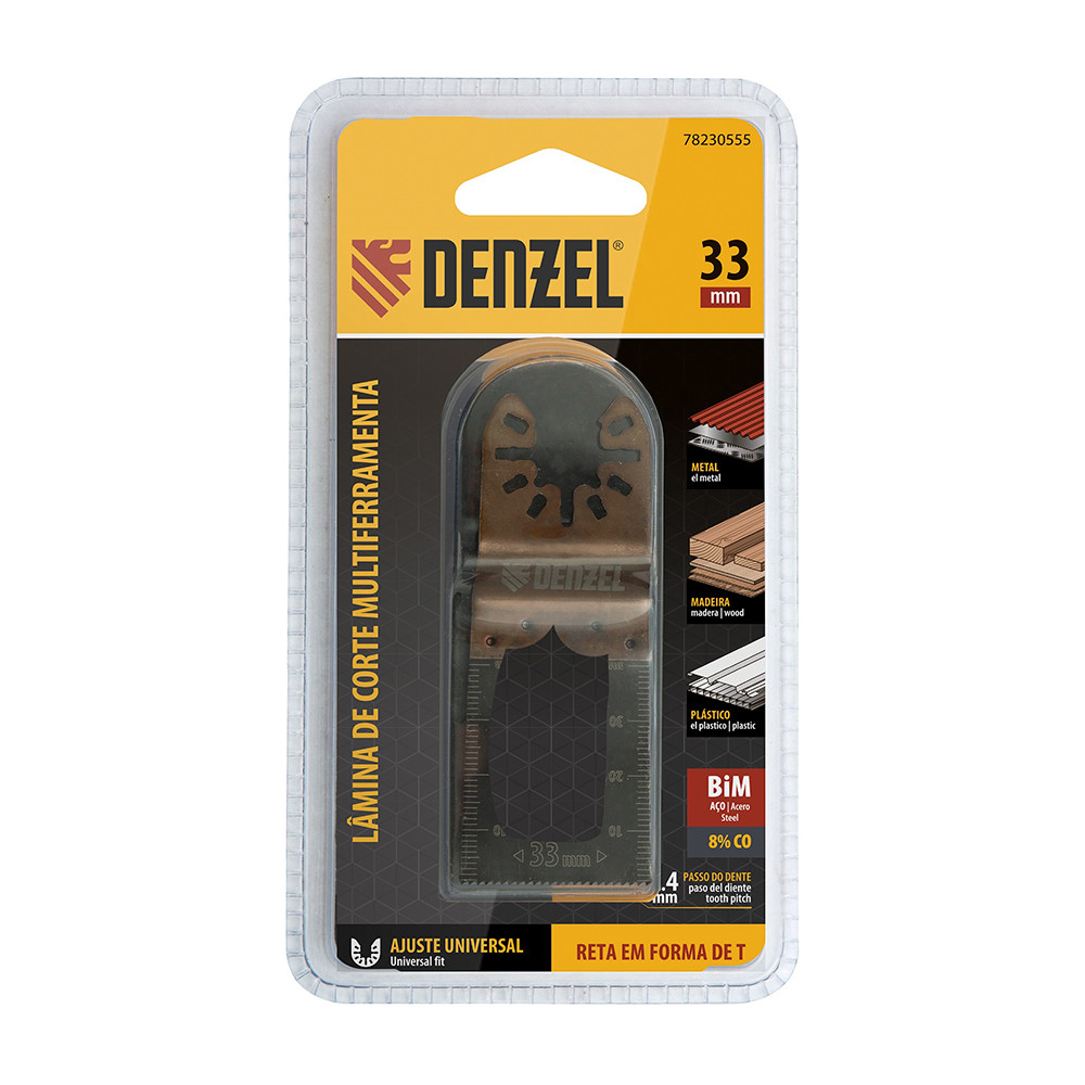 Lâmina para Multiferramenta 33mm x 1.4mm Corte por Imersão em Metal, Madeira e Plástico Denzel 78230555