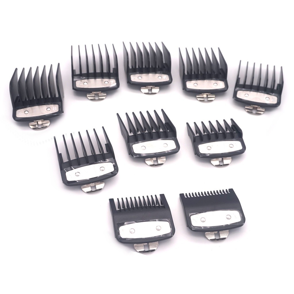 Kit 10 Pentes Especiais Degrade Com Clip Trava De Metal. Para Maquina Wahl