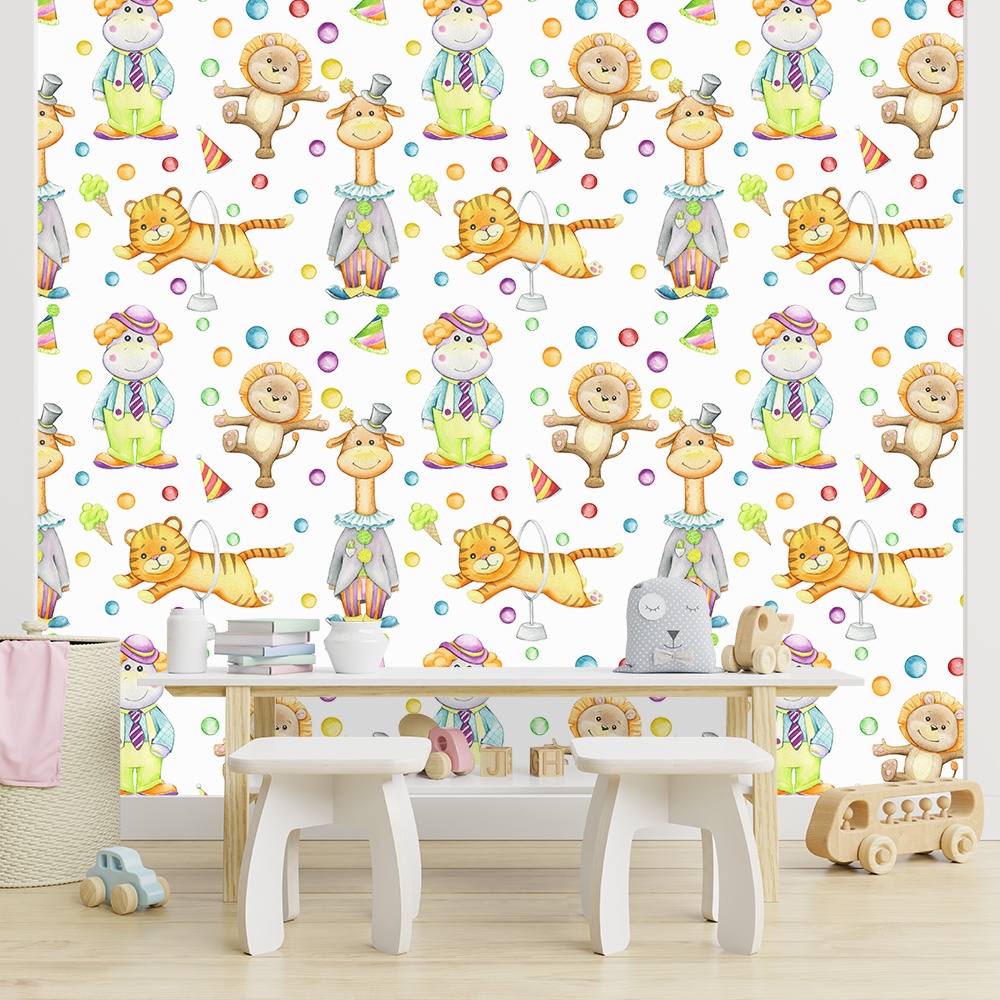 Papel de Parede Adesivo Infantil Safari Circo Quarto Menino Menina - 630pc