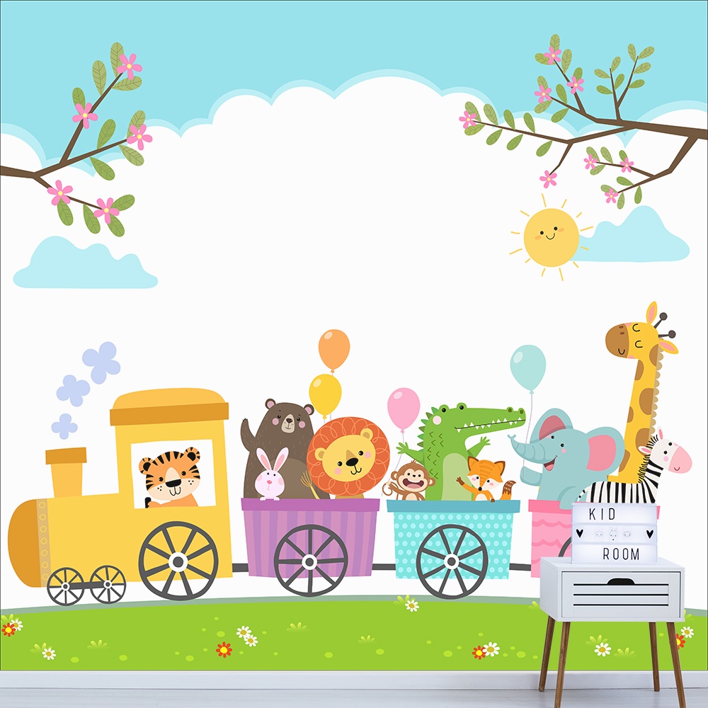 Papel de Parede Adesivo Infantil Animais Circo Bebe Quarto Menino Quarto Menina - 568pc