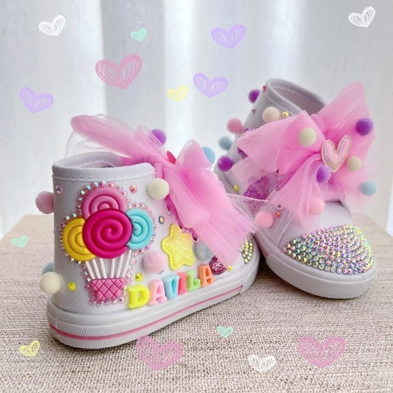 tênis botinha cano alto temático personalizado tema circo rosa
