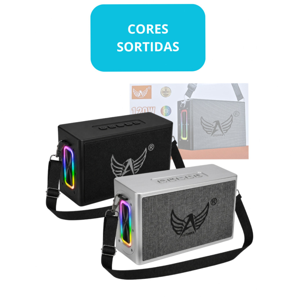 Caixa de Som Bluetooth 120W Altomex AL-8303 TWS USB TF FM AUX RGB Portátil