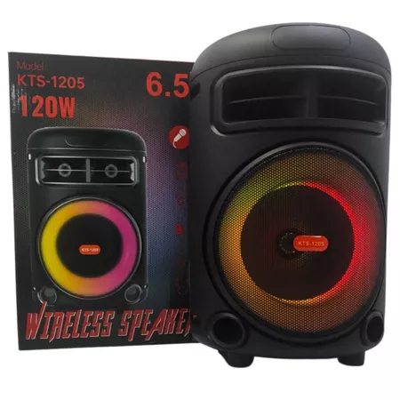 Caixinha De Som Bluetooth LED RGB Usb Cartão TF Alta Qualidade 120w Entrada P10 Altomex KTS-1205
