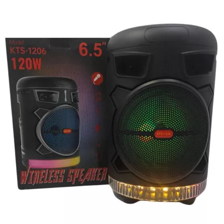 Caixinha De Som Bluetooth LED RGB Usb Cartão TF Alta Qualidade 120w Entrada P10 Altomex KTS-1206