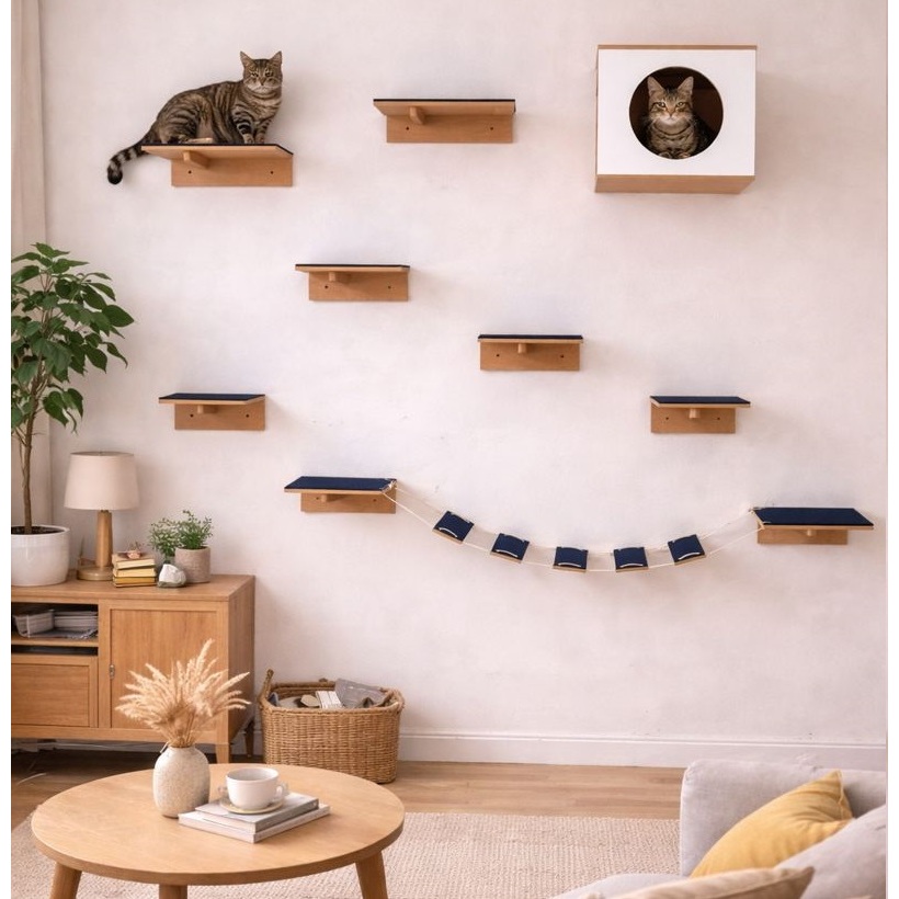 Kit Pra Gato com Ponte, Prateleira, Casinha, Step/Degrau