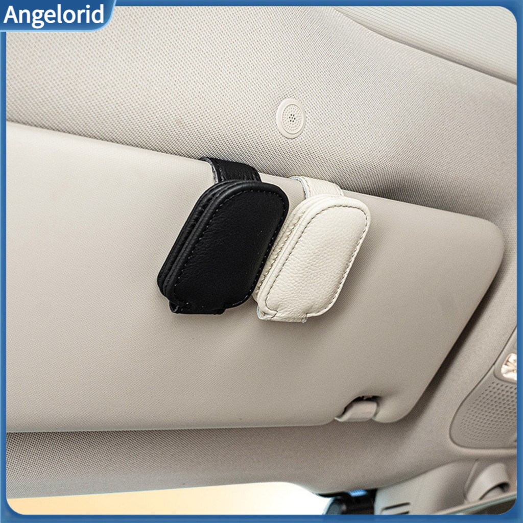 Car Sunglasses Holder for Visor Faux Leather Accessory Multi-functional Clip for Glasses Tickets No Drill Scratch-proof
