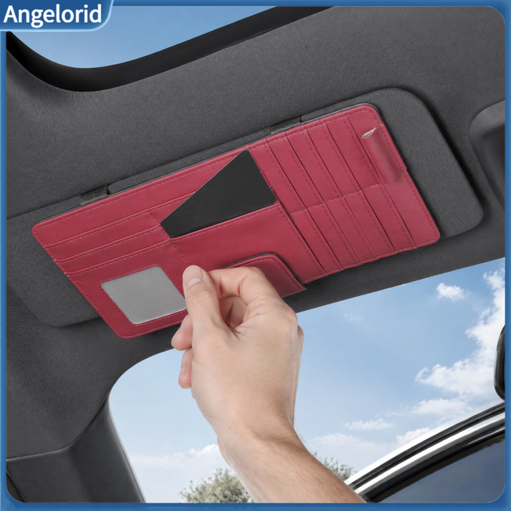 Leatherette Vehicle Storage Holder Car Sunglasses Sun Visor Organizer with Pen Business Card Ticket Pouch Clip – for N