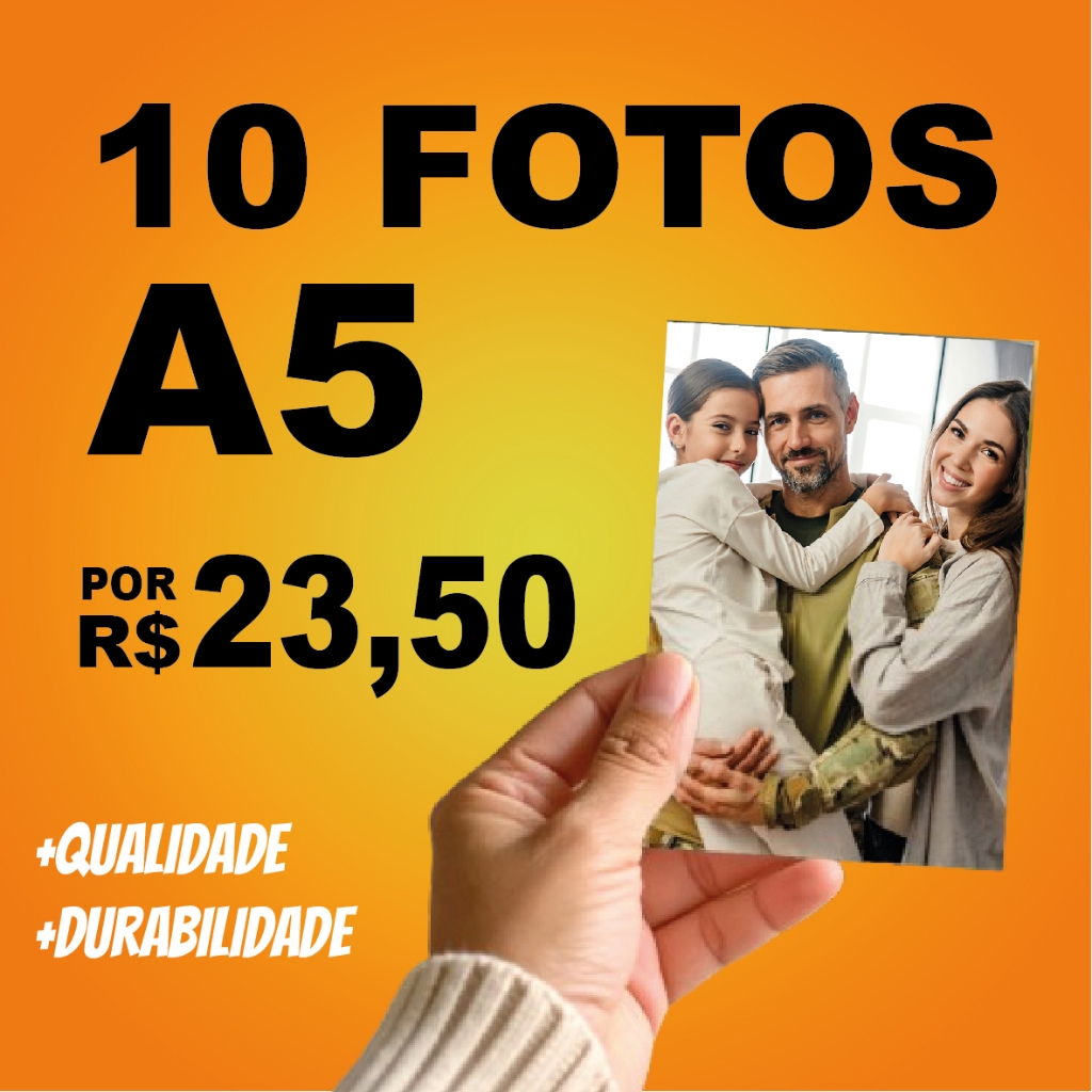 Revelação de fotos A5 - 100 FOTOS 14,8x21cm