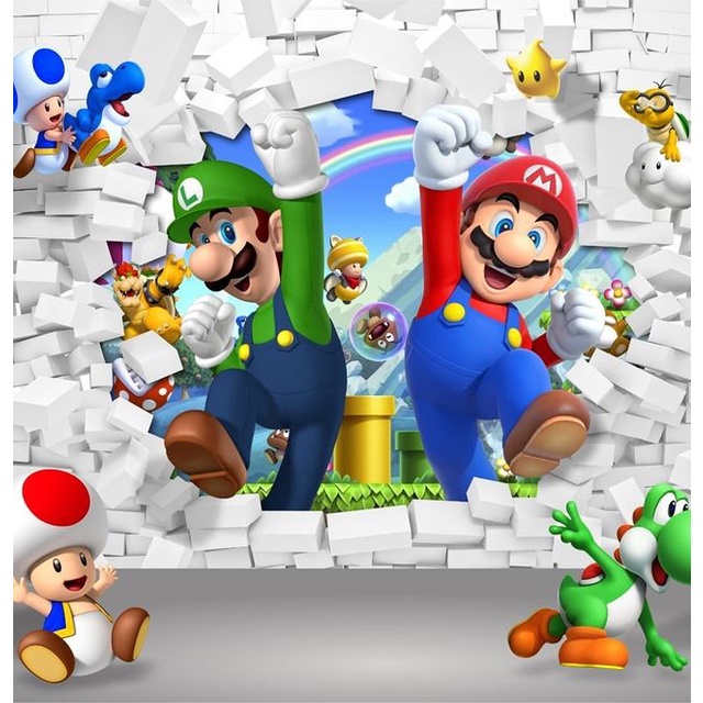 Papel de Parede Personalizado Foto Mural Infantil Super Mario M² 100x100cm