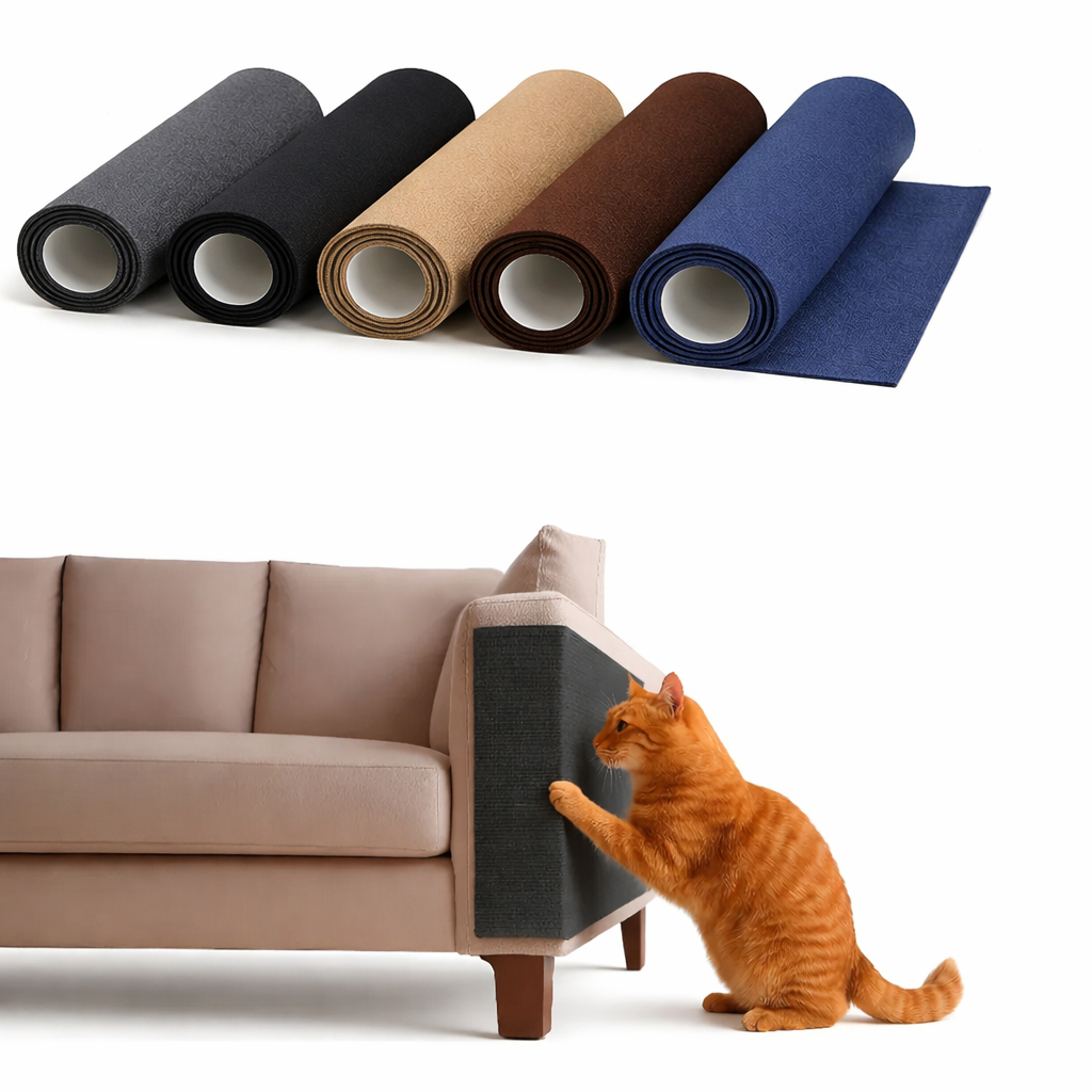 Arranhador E Protetor De Sofá Adesivo Gatos 80x50cm Cinza-Escuro, Marrom, Bege, Preto e Azul Marinho