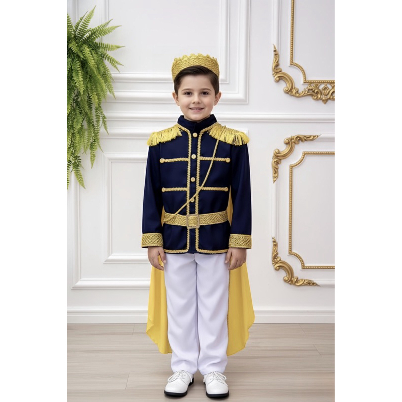 Conjunto Fantasia Príncipe Luxo Azul Marinho Escuro