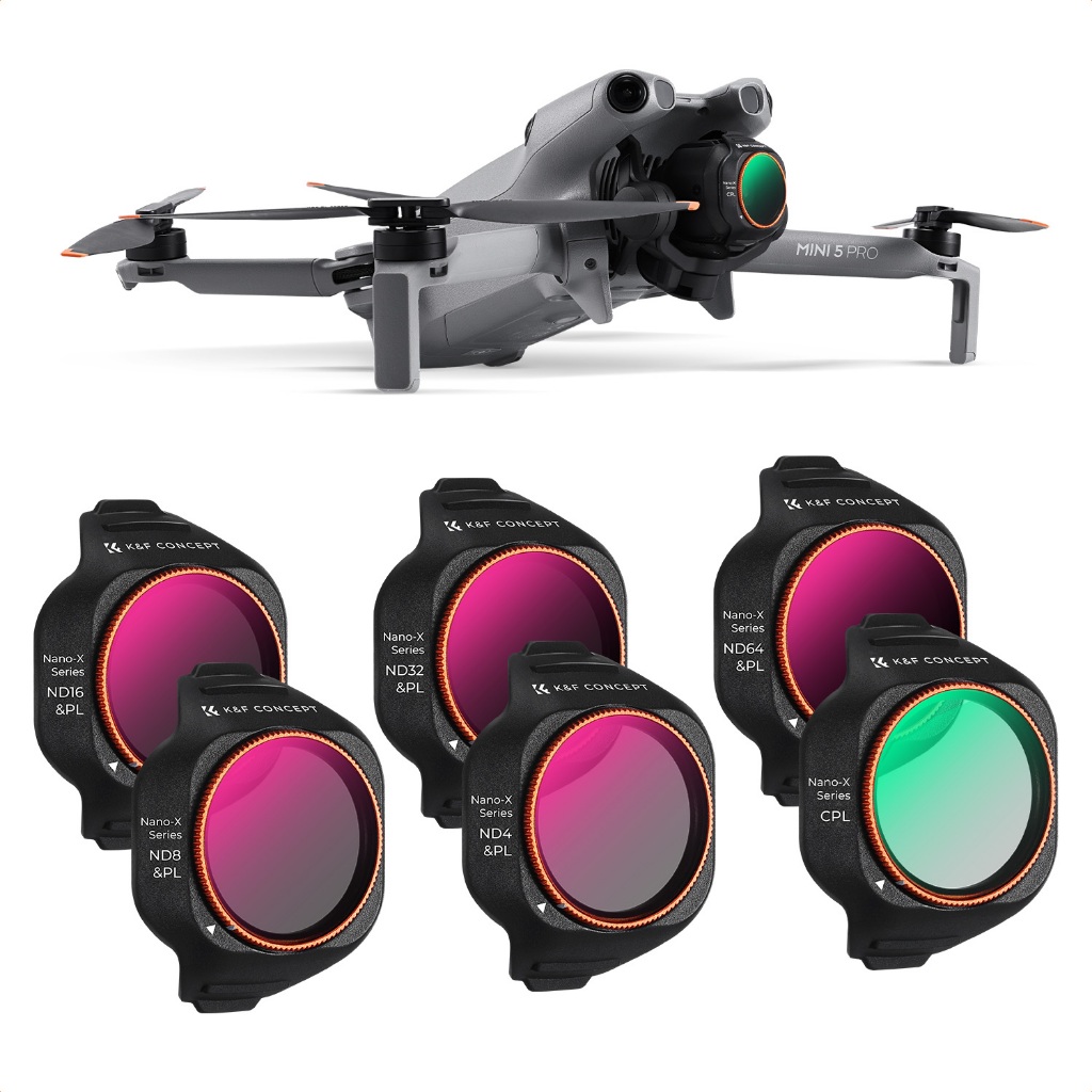 Conjunto De Filtros K & F 6 Pacotes ND/PL + CPL Para Vidro DJI Mini 5 Pro ND4-ND64 AGC