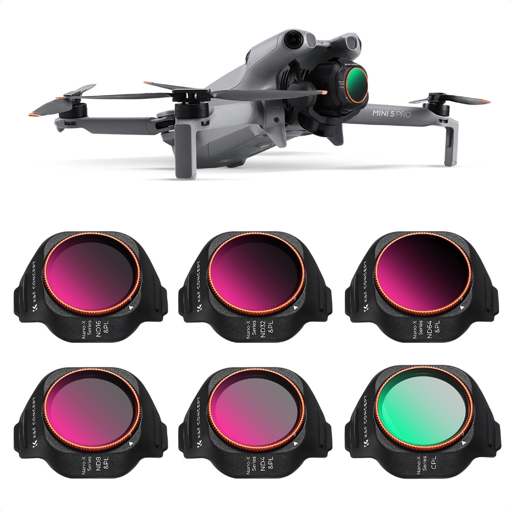 K & F CONCEPT , Adequado Para drone DJI Mini 5 Pro , Conjunto De Filtros CPL + ND4 E PL + ND8 ND16 ND32 ND64 , Alta Defi