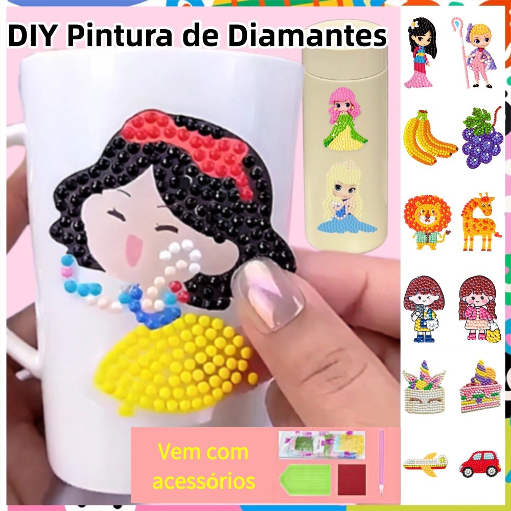 Adesivos De Diamante Criança DIY Educação Brinquedo Dos Desenhos Animados Cristal Cruz Bordado Pintura
