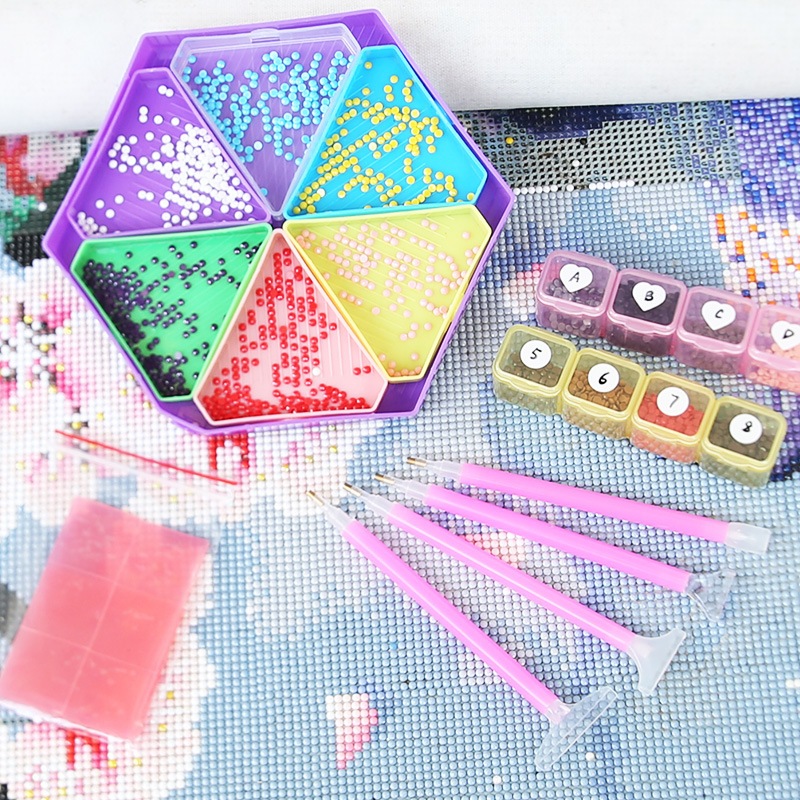 Conjunto De Ferramentas De Pintura Diamante De 16 * 15 Cm , Bandeja De Broca Hexagonal , Completo