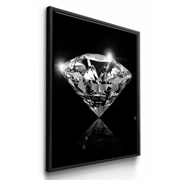 Quadro decorativo 1 peça Tema Diamante - fundo preto - Arte em pintura fake - Disponível em diversas