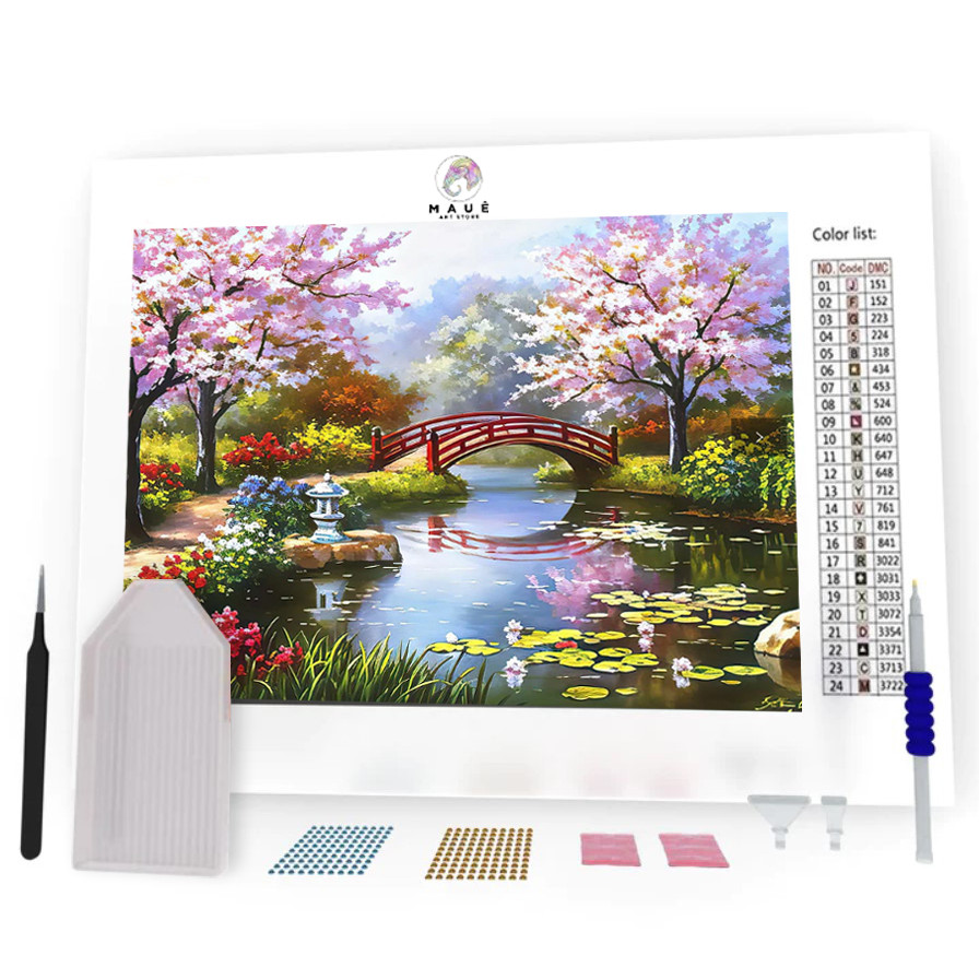 Kit Pintura Diamante - Jardim Oriental (Diamond Art)