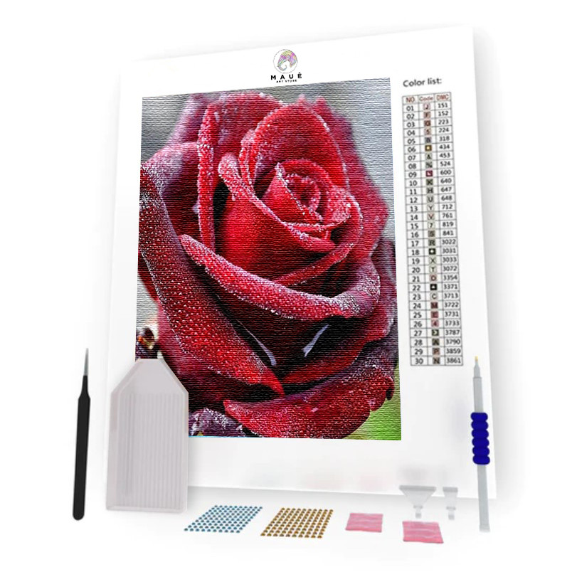 Kit Pintura Diamante - Rosa Vermelha (Diamond Art)