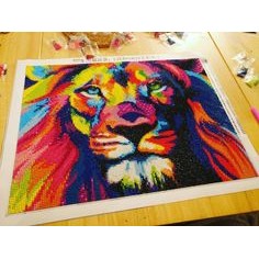 Kit Pintura Diamante - Leão Psicodélico (Diamond Art)