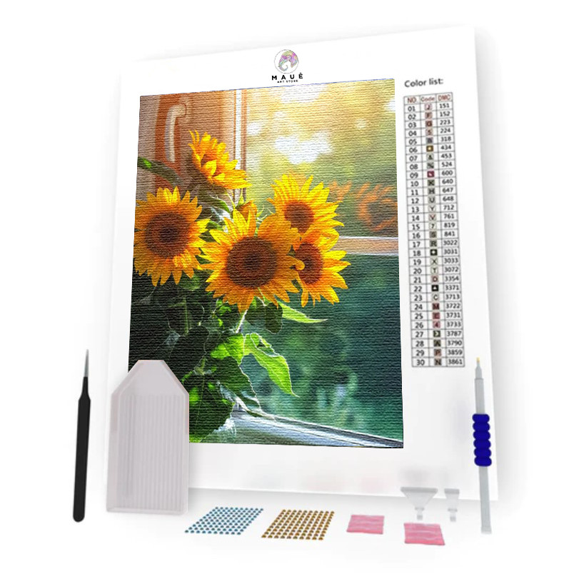 Kit Pintura Diamante - Girassóis (Diamond Art)