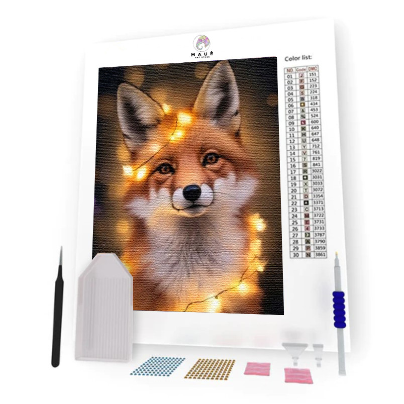 Kit Pintura Diamante - Raposa Iluminada (Diamond Art)