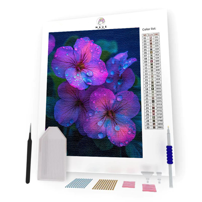 Kit Pintura Diamante - Flores Lilas (Diamond Art)