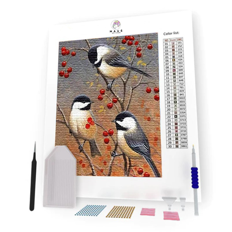 Kit Pintura Diamante - Passarinhos na arvore  (Diamond Art)