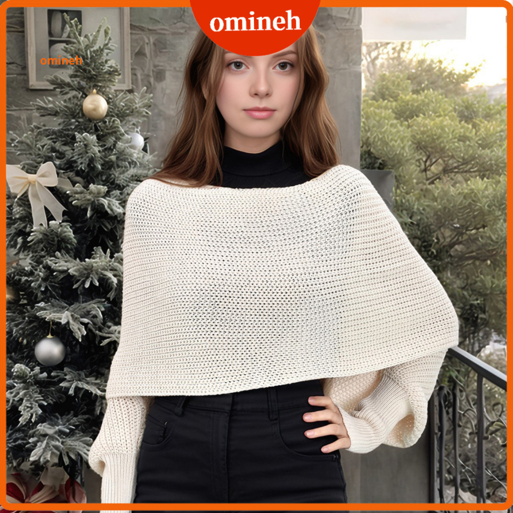 Knitting Shawl Women Women’s Solid Color Wrap Irregular Design Batwing Long Sleeve Knitted Short Coat Loose Fit Lightw