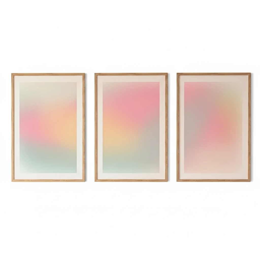 Quadro decorativo Pastel gradiente aura (3 peças 40x60)