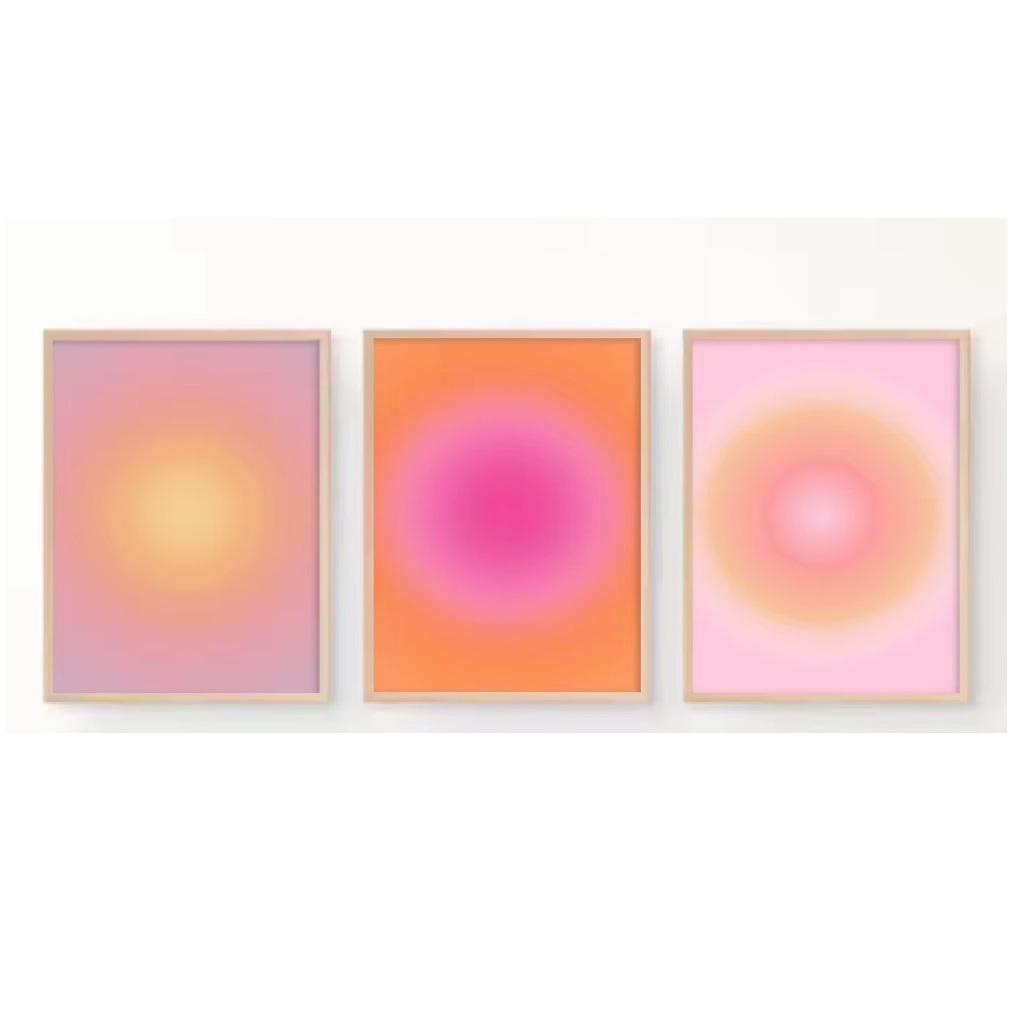 Quadros decorativos Retro abstrato positivo espiritual rosa aura estético pintura (3 peças)